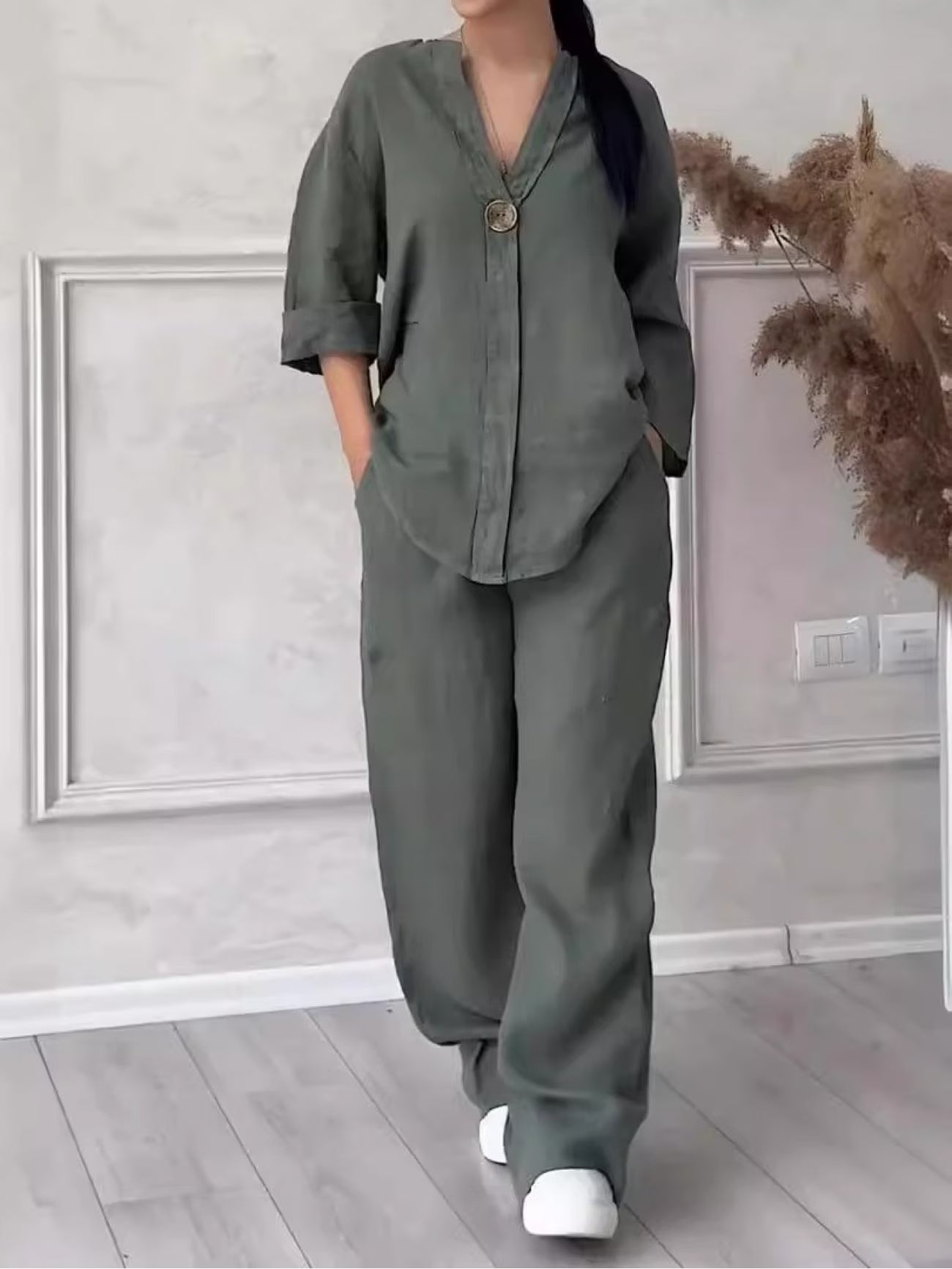 European Luxe Wide-Leg Co-Ord Set