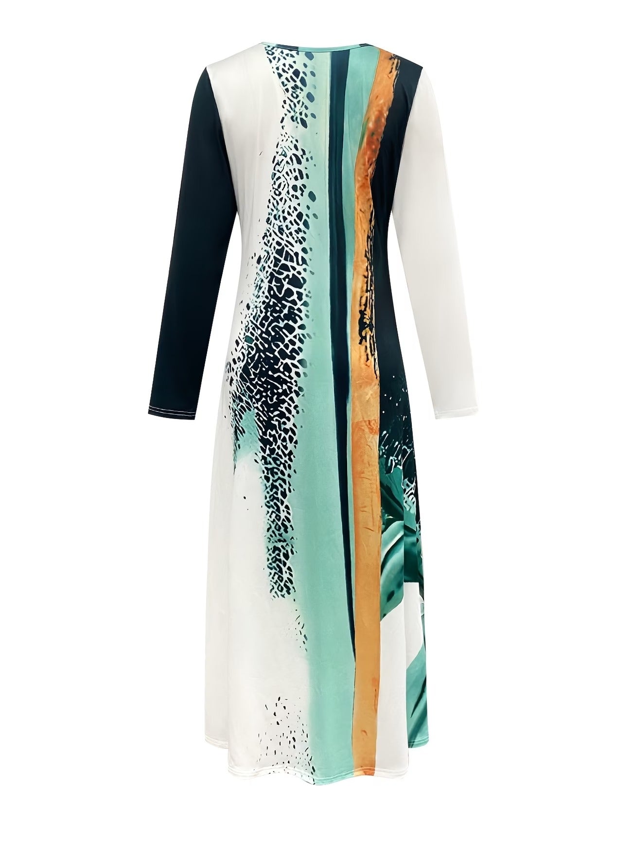 Elegant Marble Pattern Longline Top – Stylish Crew Neck Commuter & Party Wear