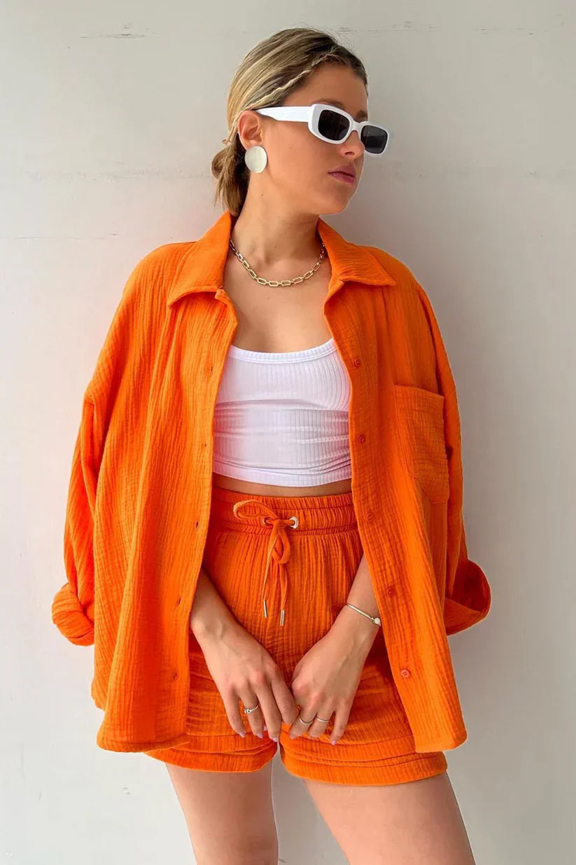 Sunset Haze – Two-Piece Cotton Ensemble