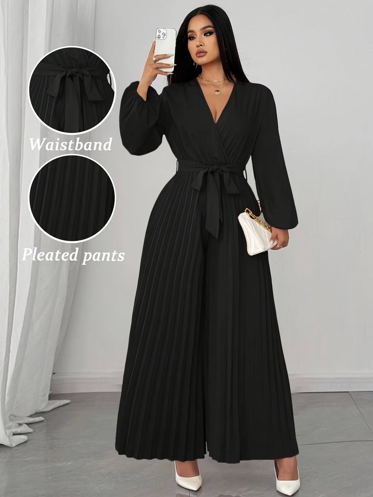 Plus Size Deep V-Neck Jumpsuit for Women