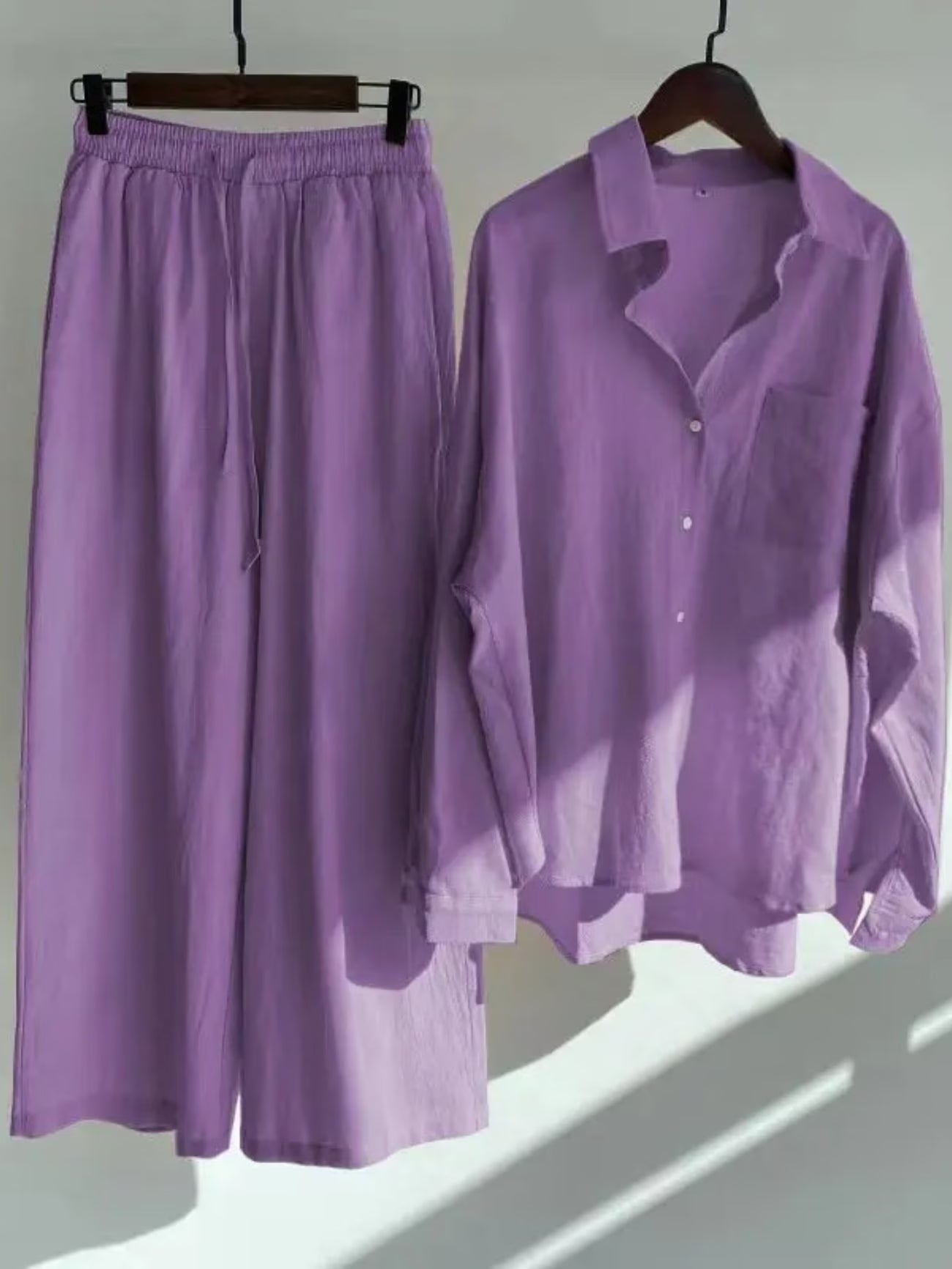 Fashionable Women’s Cotton Slacks & Shirt Suit Set