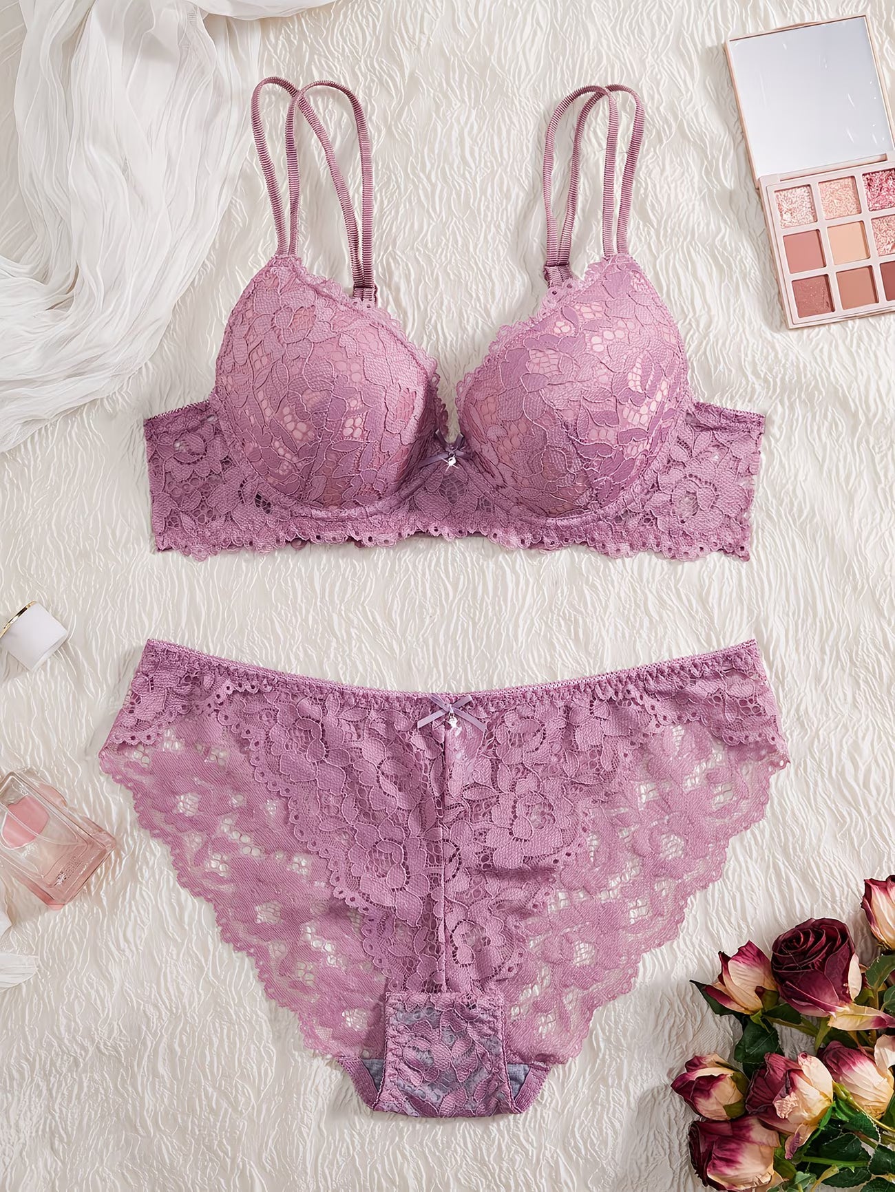 Pack of 6 Women’s Floral Lace Bra & Panty Set Comfortable & Sexy Lingerie