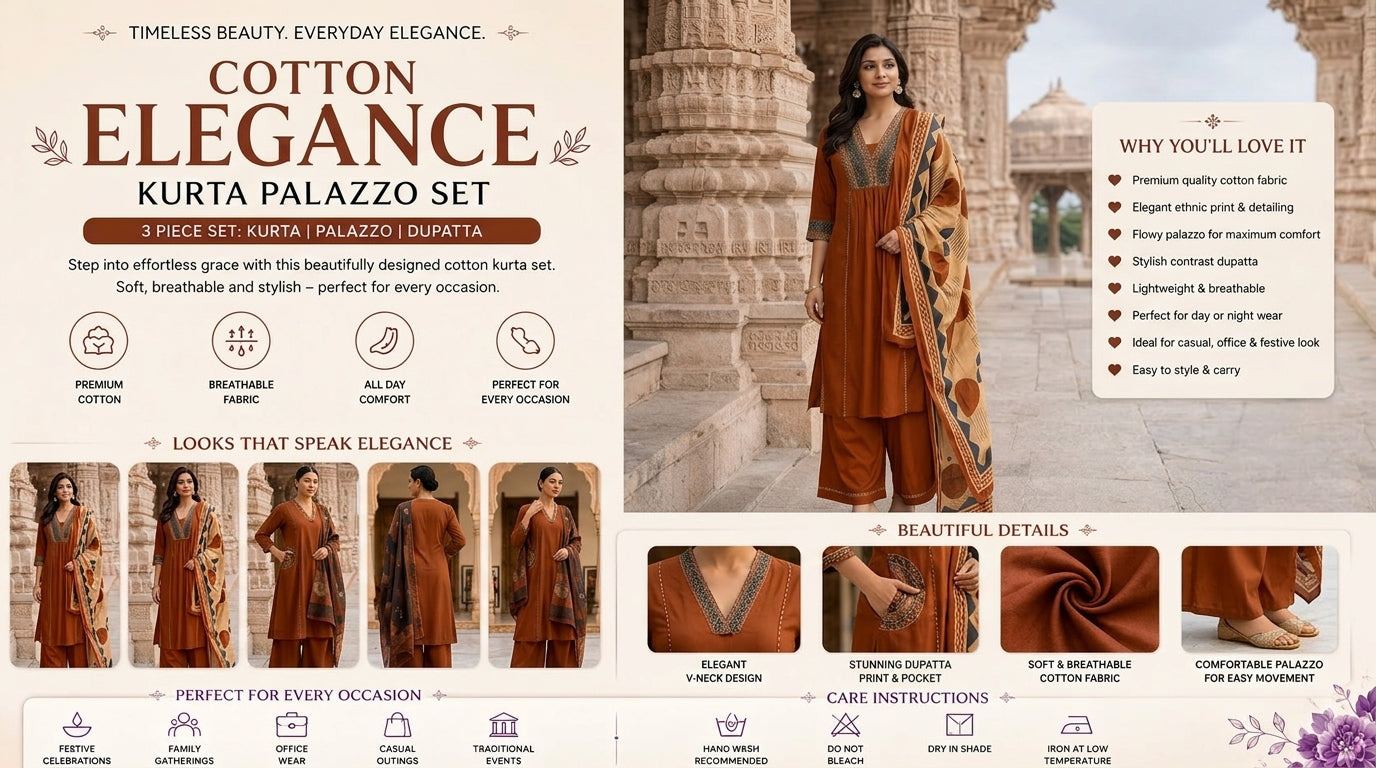 Brown Royal Kurta Palazzo Set 🤎