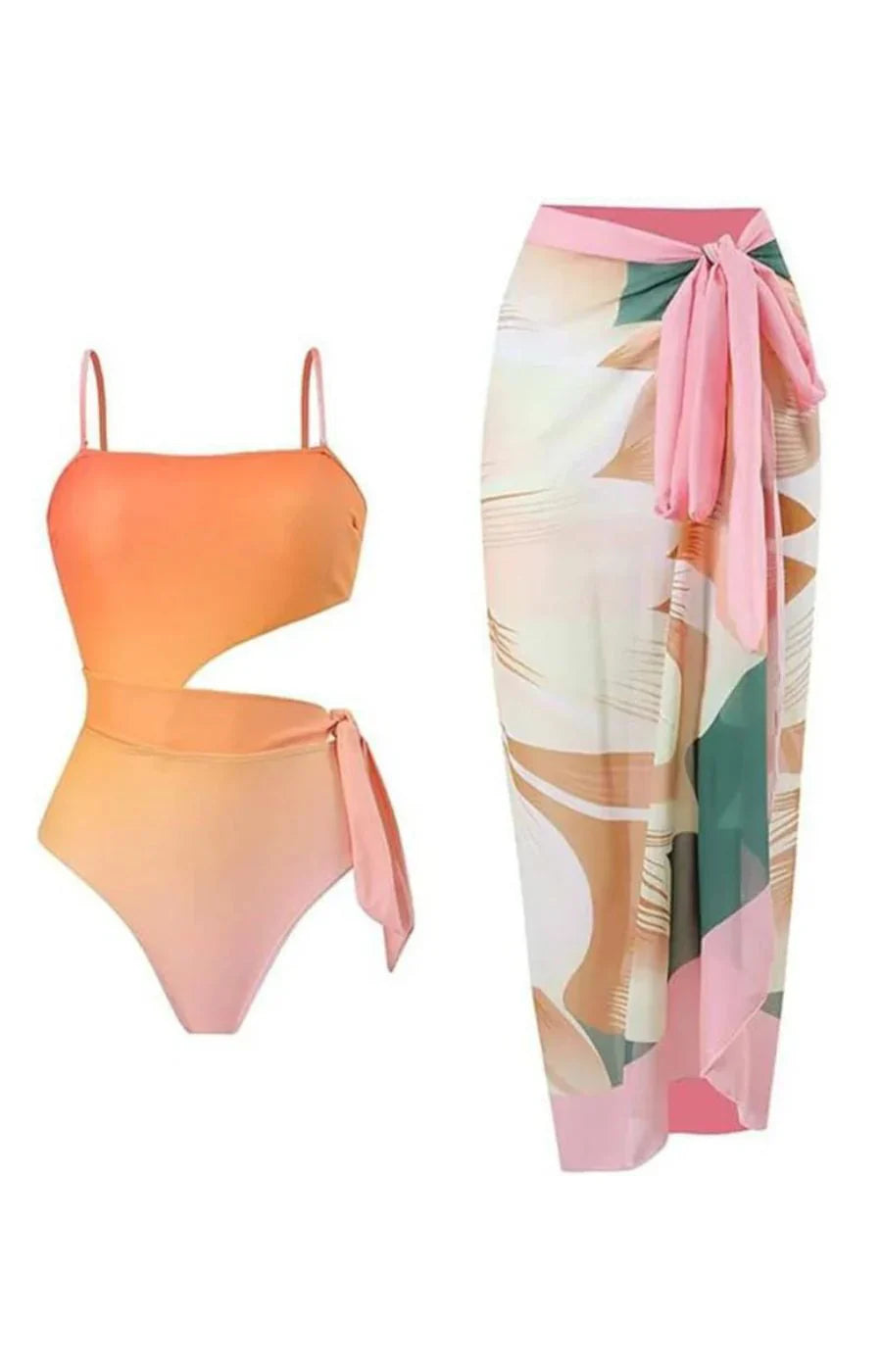 Curve-Flattering Retro Stripe Swimsuit Bikini - High Waisted Set