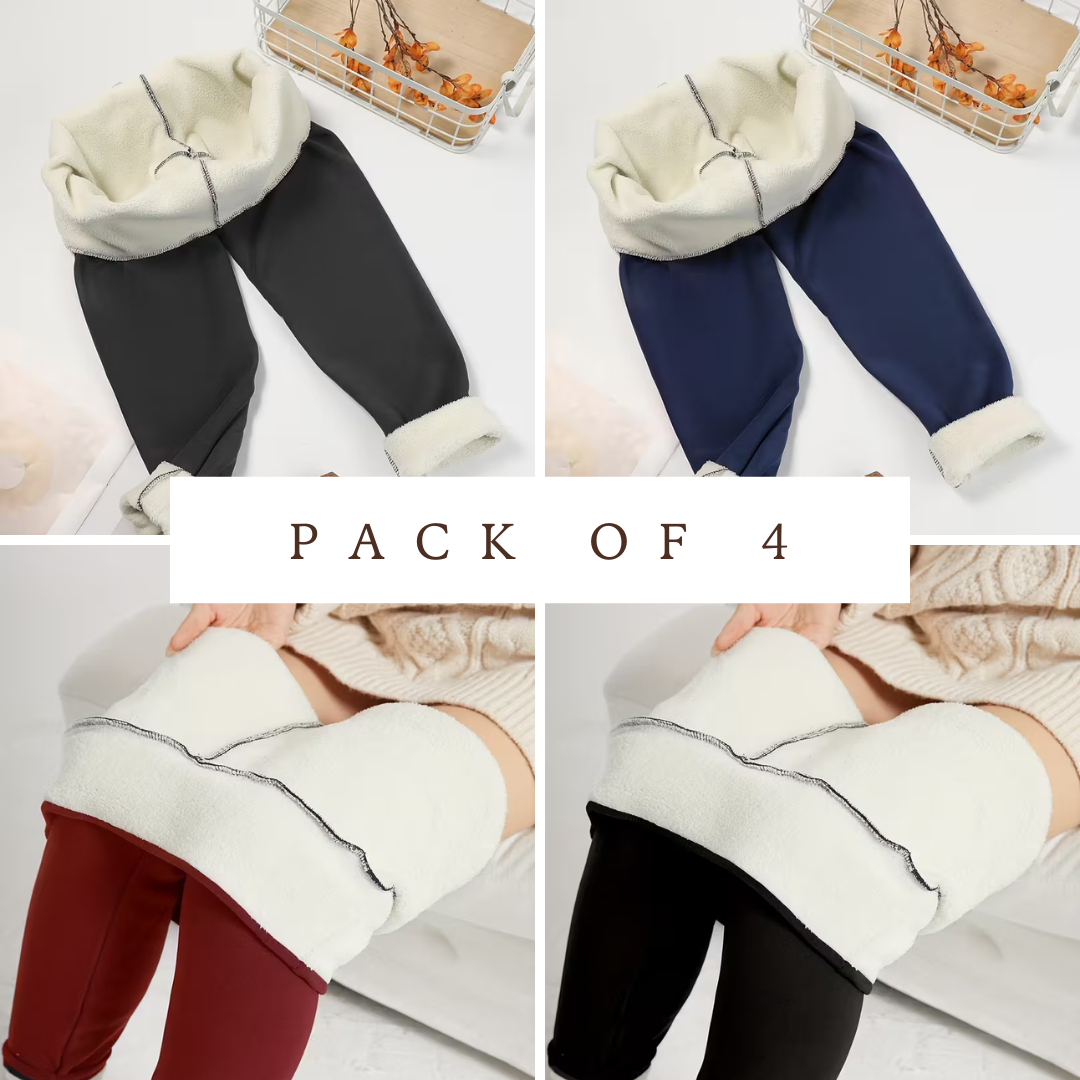 4-Pack Women’s High-Waist Fleece Leggings – Warm, Soft & Comfortable