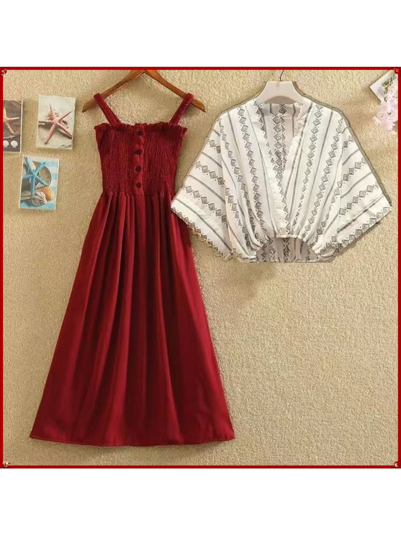 Women's Chiffon Waist-Cinched Dress & Layered Two-Piece Set