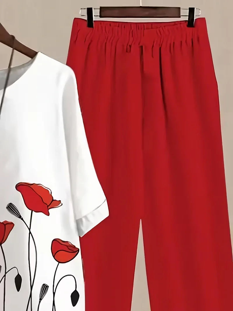 Breathable Floral Top & Pants Set – Perfect Summer Outfit