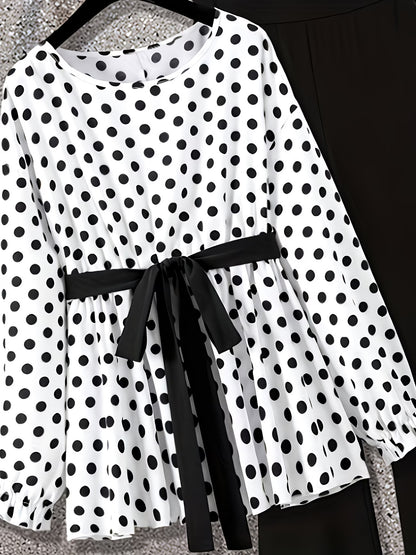 Women's Elegant Waist-Tied Top & Flared Pants Two-Piece Set