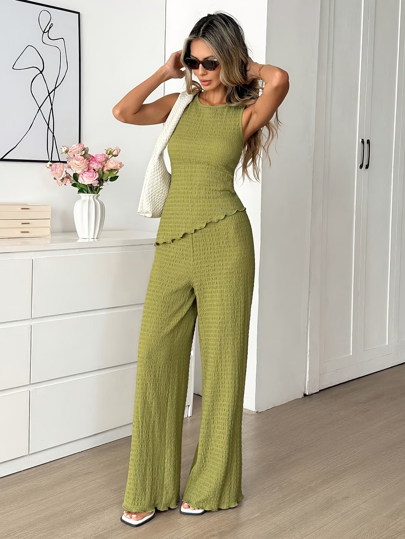 Olive Luxe Irregular Co-Ord Set