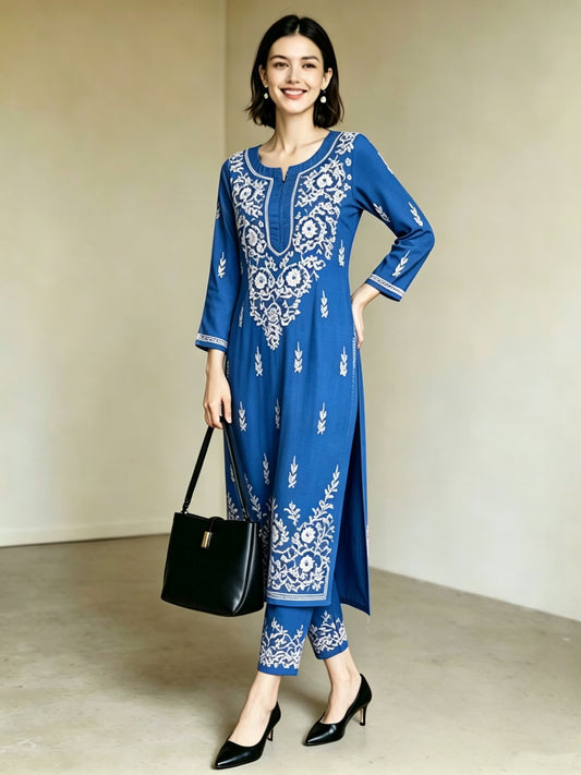 Elegant Embroidered Kurta Co-Ord Set