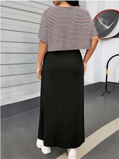 Chic Layered Stripe Dress Set