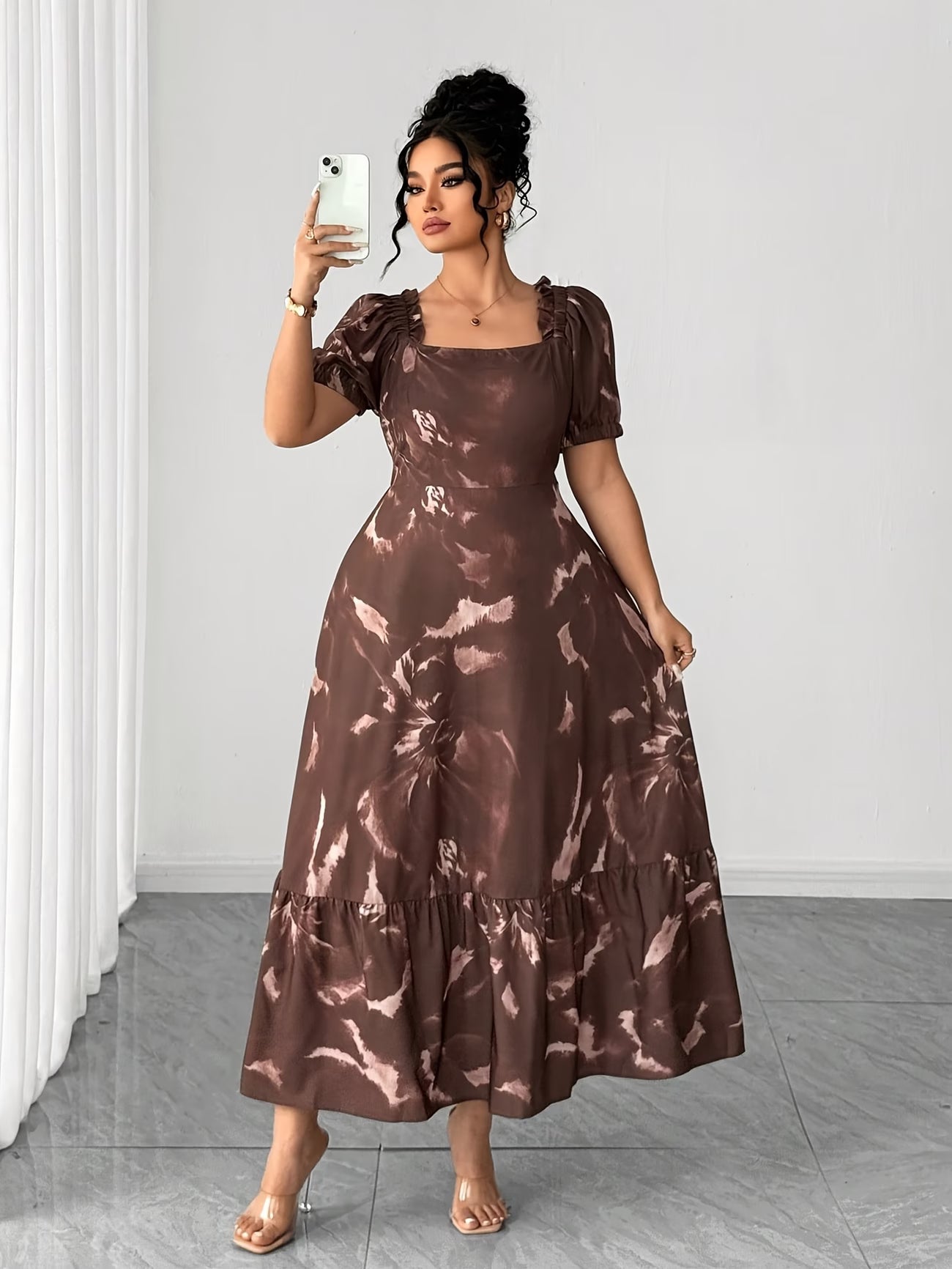 Graceful Summer Printed A-Line Maxi Dress