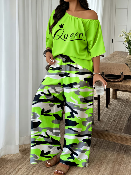 Neon Queen Camo Lounge Co-Ord Set