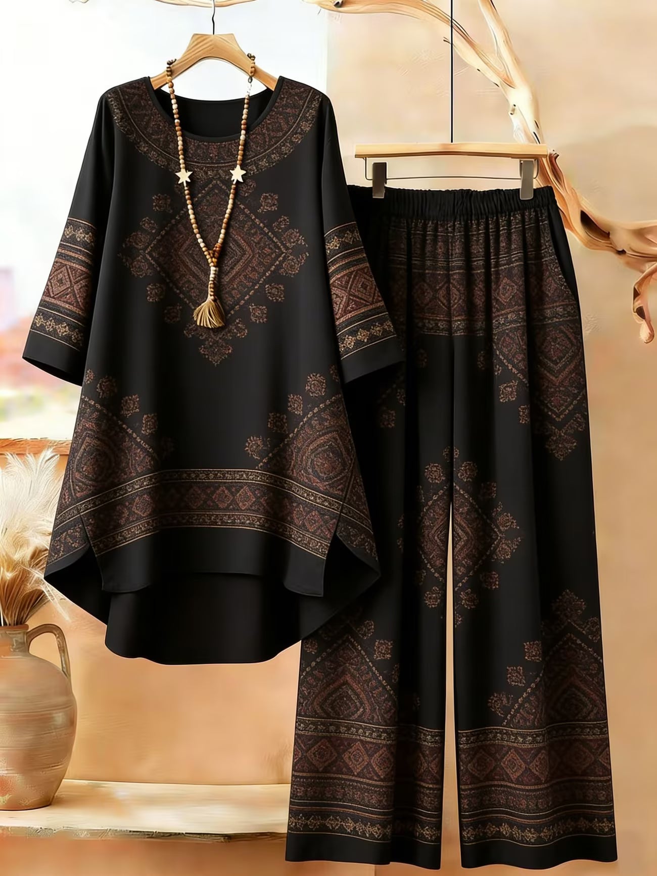 Elegant Botanical Print 2-Piece Women’s Co-Ord Set