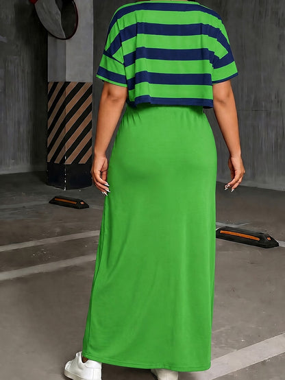 Chic Layered Stripe Dress Set