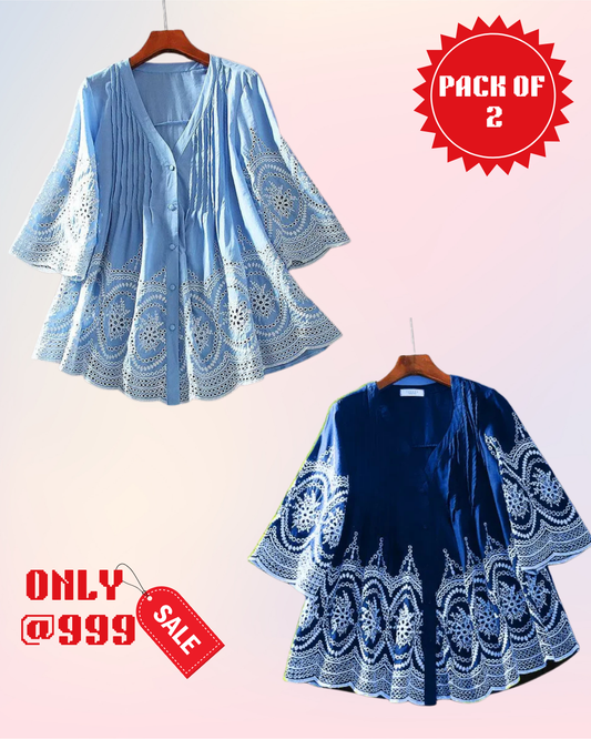 PACK OF 2 Luxury Cotton Chikankari Kurti