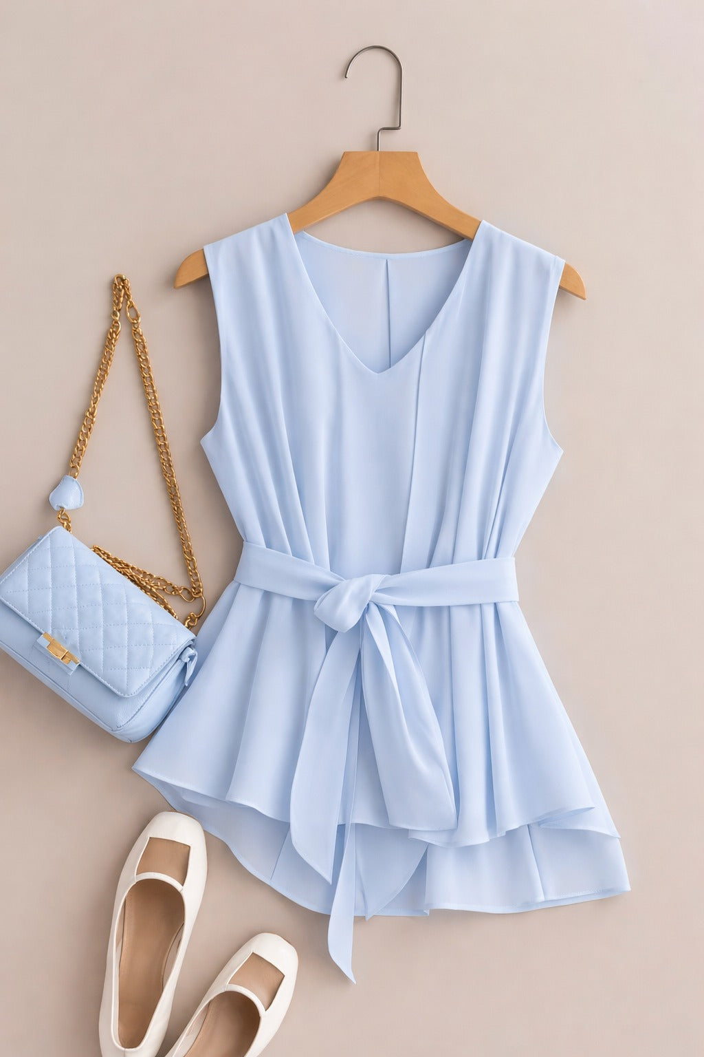 Summer French Solid Two-Piece Set – Elegant Women’s Top & Pants Suit