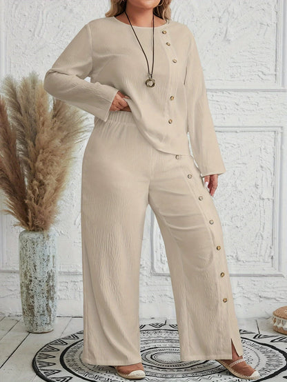 CurveEase Plus Size Solid Summer Co-Ord Set