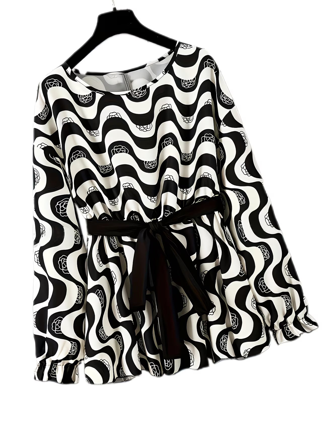 Women's Elegant Waist-Tied Top & Flared Pants Two-Piece Set