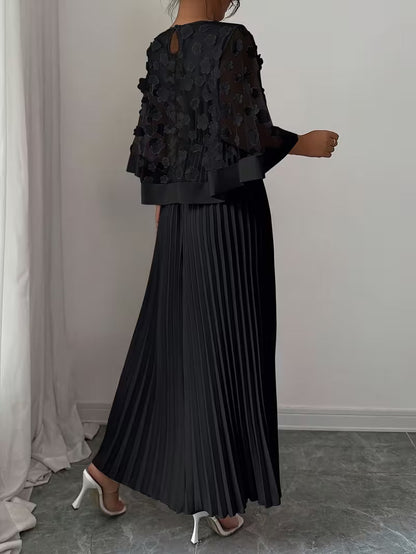 Women’s Elegant 3D Floral Appliqué Dress