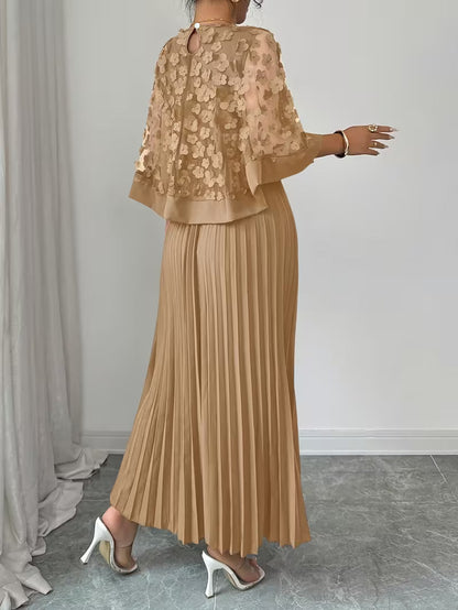 Women’s Elegant 3D Floral Appliqué Dress