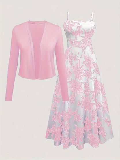 Long Sleeve Round Neck Top with Belt Bow Detail & Matching Skirt | Stylish Spring/Summer Party & Occasion Wear for Women