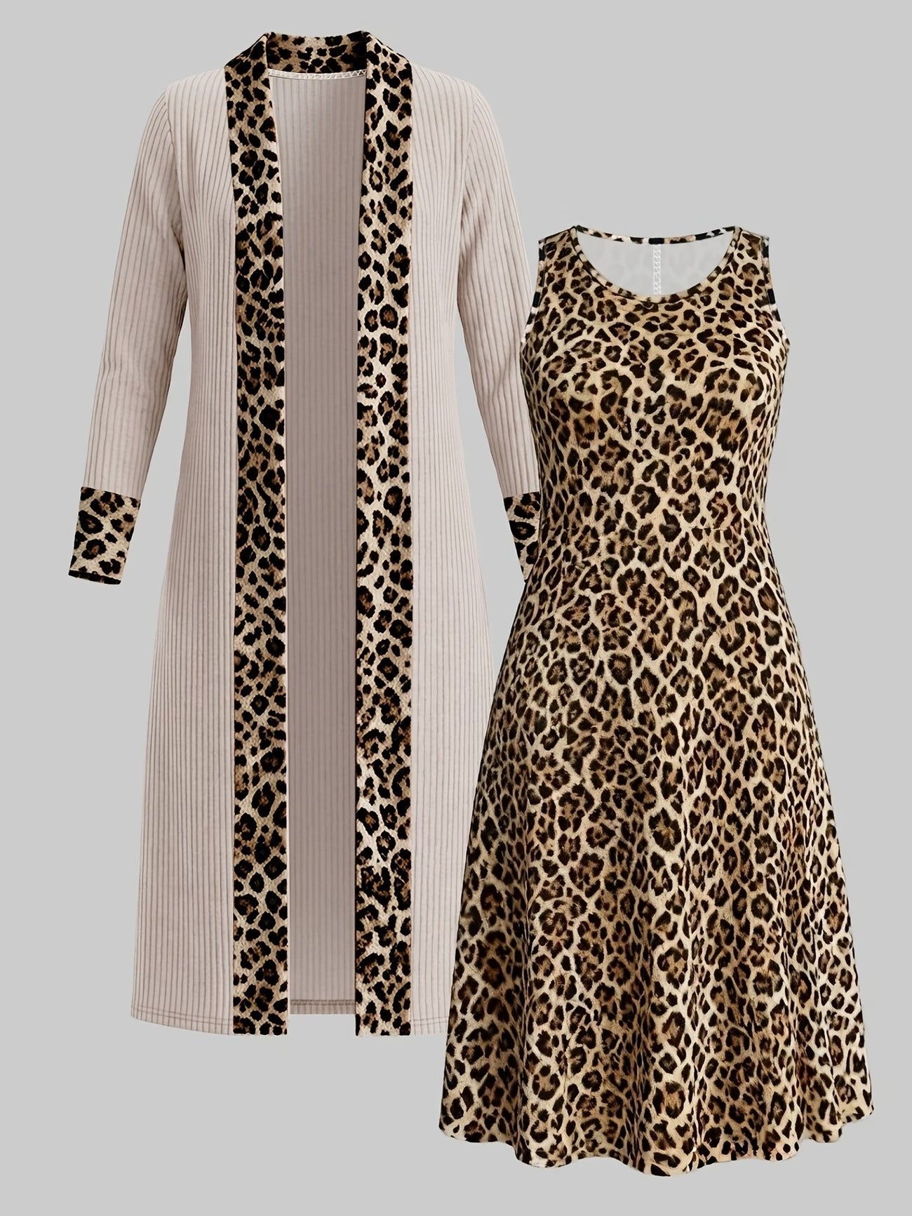 Elegant Floral Suspender Dress Set with Chic Long-Sleeve Blazer