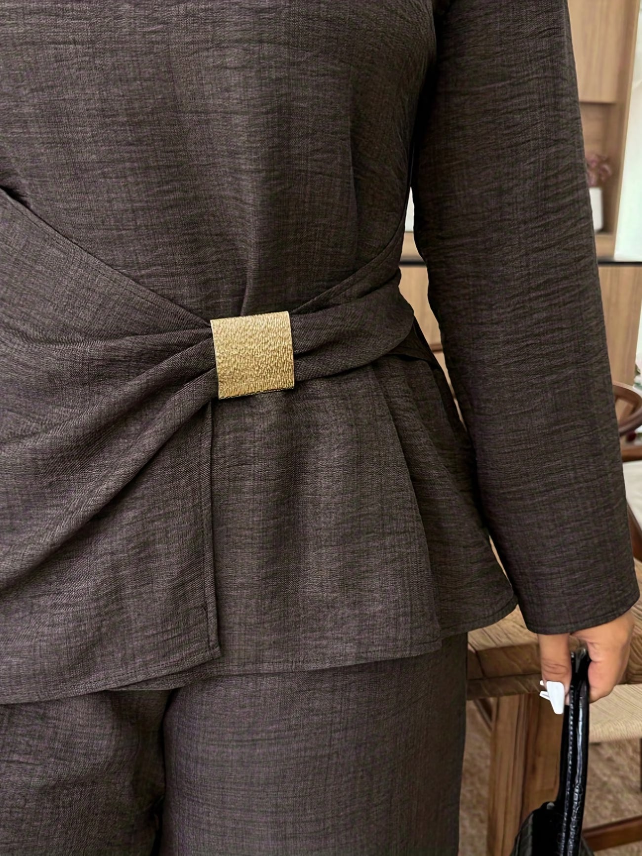 Elegant Pleated Waist Tie Co-Ord Set