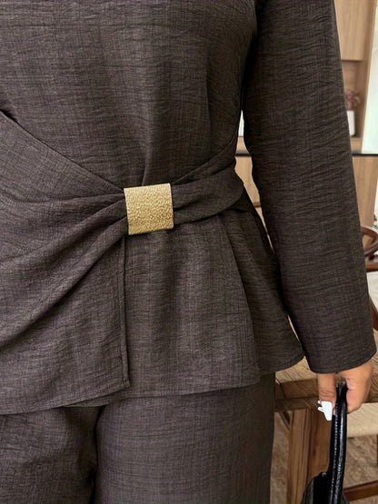 Elegant Pleated Waist Tie Co-Ord Set