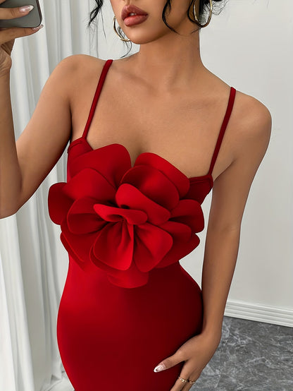 Women's Elegant 3D Floral Statement Maxi Dress