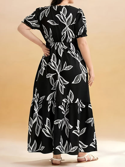 Graceful Summer Printed A-Line Maxi Dress