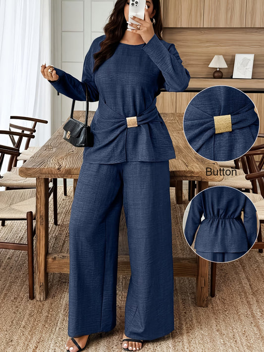 Elegant Pleated Waist Tie Co-Ord Set