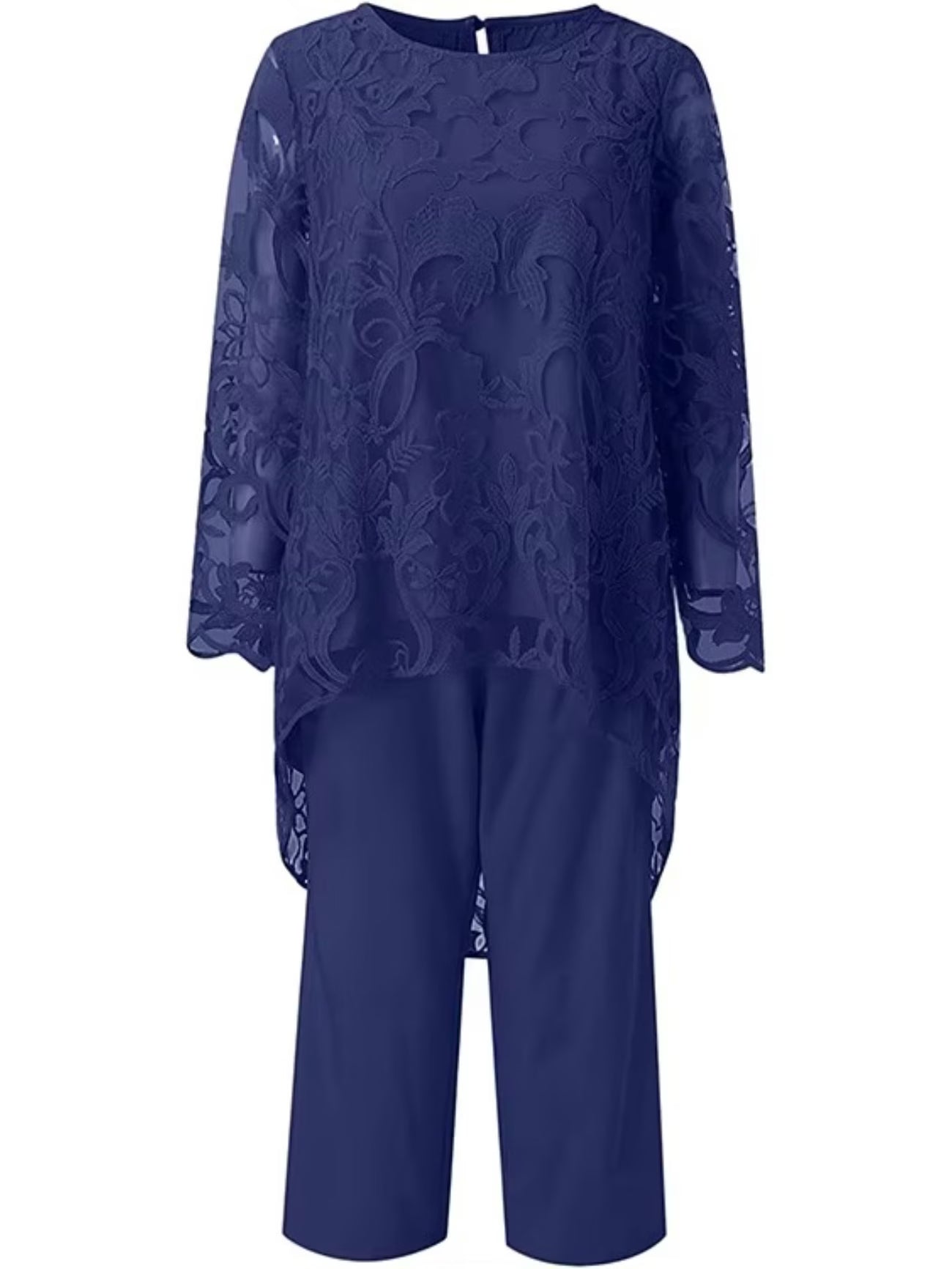 Elegant Lace Chiffon Pantsuit