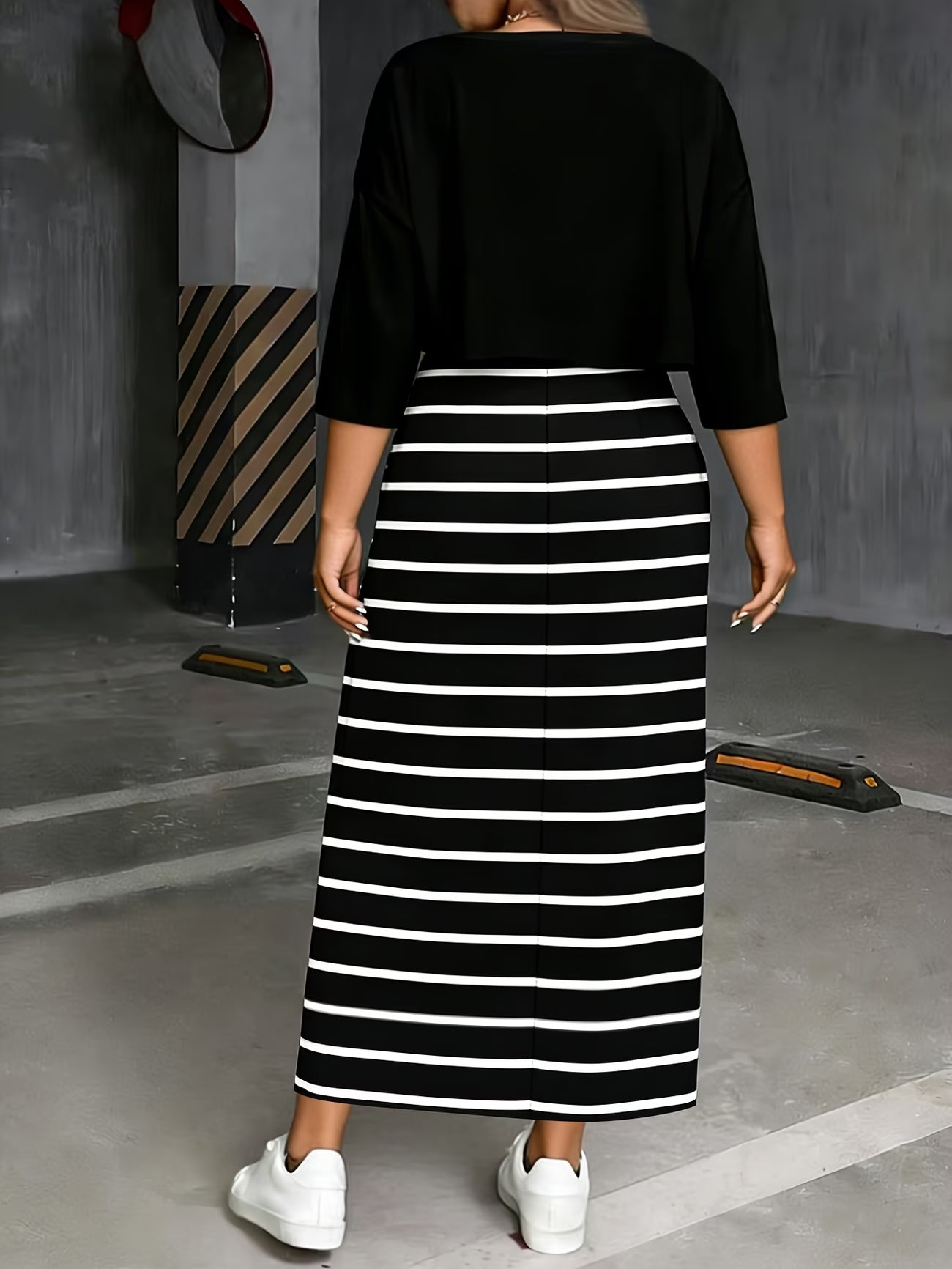 Chic Layered Stripe Dress Set