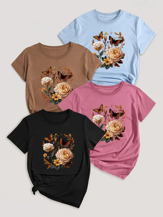 4Pc Stylish Graphic Print T-Shirts