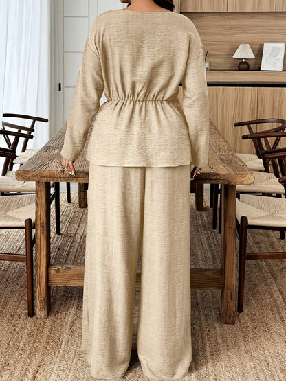 Elegant Pleated Waist Tie Co-Ord Set