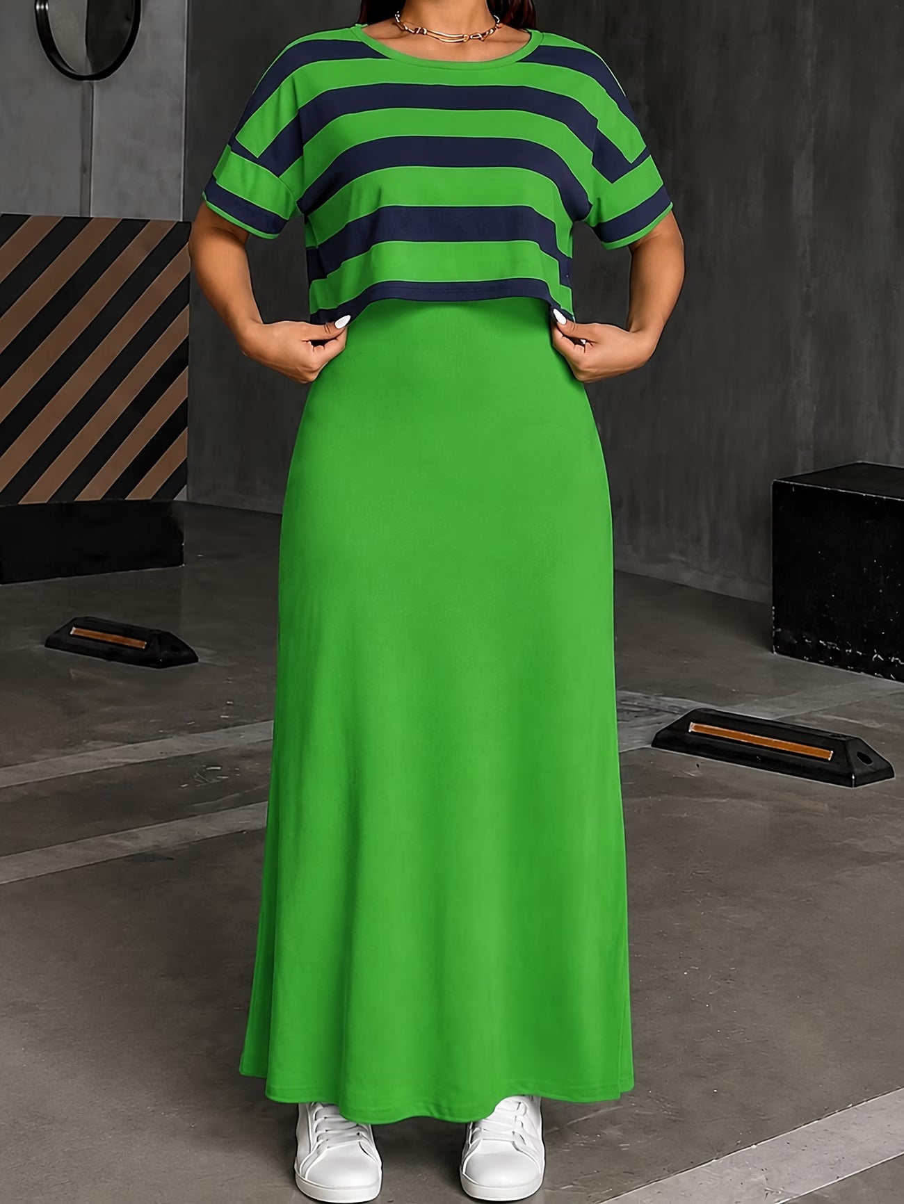 Chic Layered Stripe Dress Set