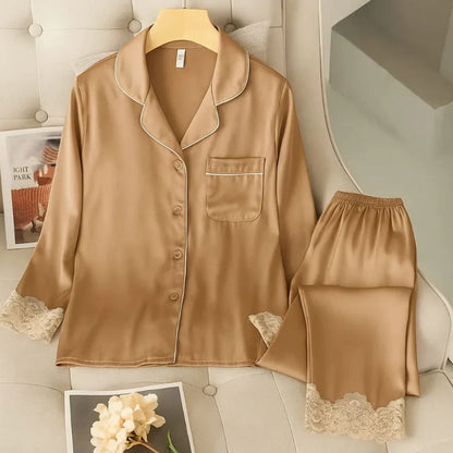 Dream Satin Pajamas Set 2.0 – Luxurious Faux Silk Sleepwear for Women