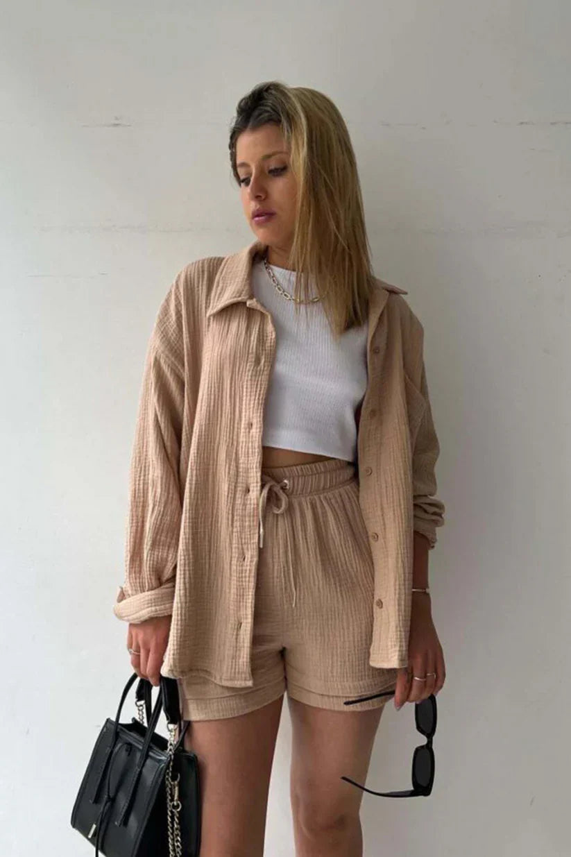 Beige Ease – Cotton Co-ord Set for Women