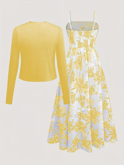 Long Sleeve Round Neck Top with Belt Bow Detail & Matching Skirt | Stylish Spring/Summer Party & Occasion Wear for Women