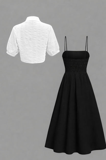 Elegant Solid Long-Sleeve Shirt & Waistline Maxi Skirt Set – Sophisticated Women’s Two-Piece Outfit