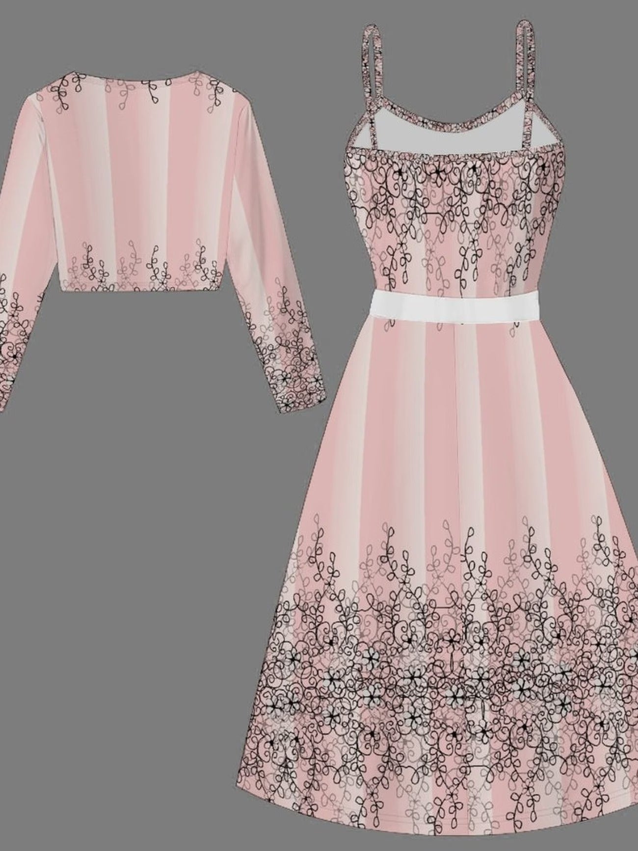Long Sleeve Round Neck Top with Belt Bow Detail & Matching Skirt | Stylish Spring/Summer Party & Occasion Wear for Women