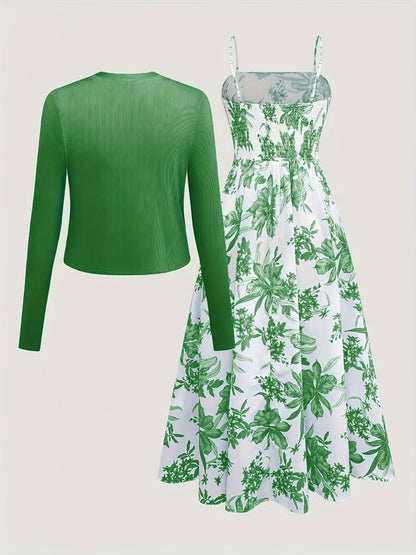 Long Sleeve Round Neck Top with Belt Bow Detail & Matching Skirt | Stylish Spring/Summer Party & Occasion Wear for Women