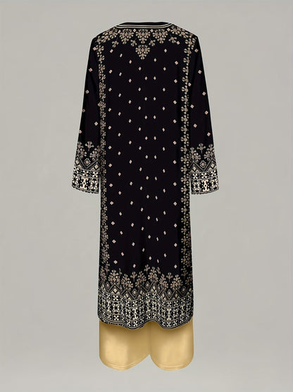 Women’s Elegant Ramadan Loose Gown Two-Piece Set – Traditional Ethnic Outfit for Eid & Festive Wear (Comfortable & Stylish Design)