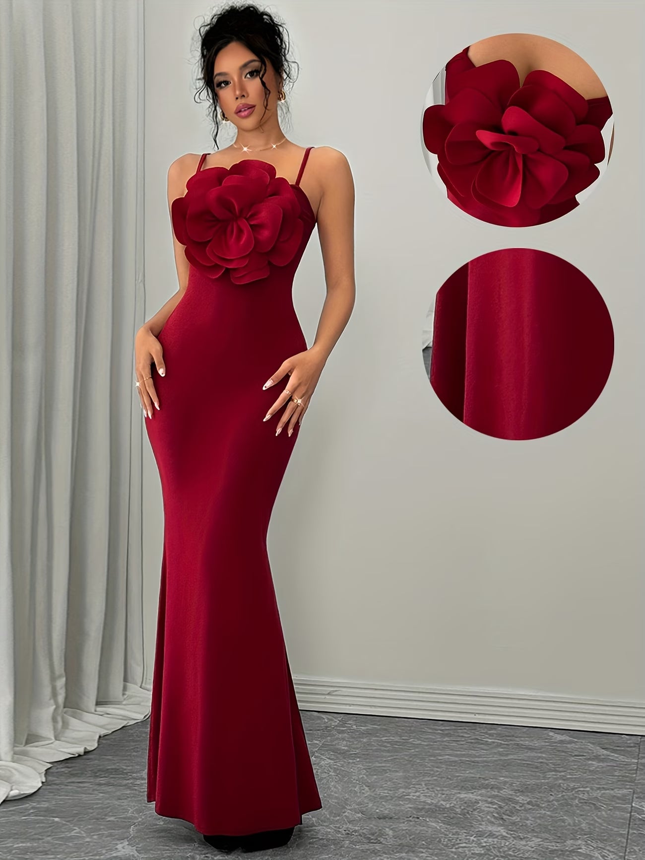 Women's Elegant 3D Floral Statement Maxi Dress