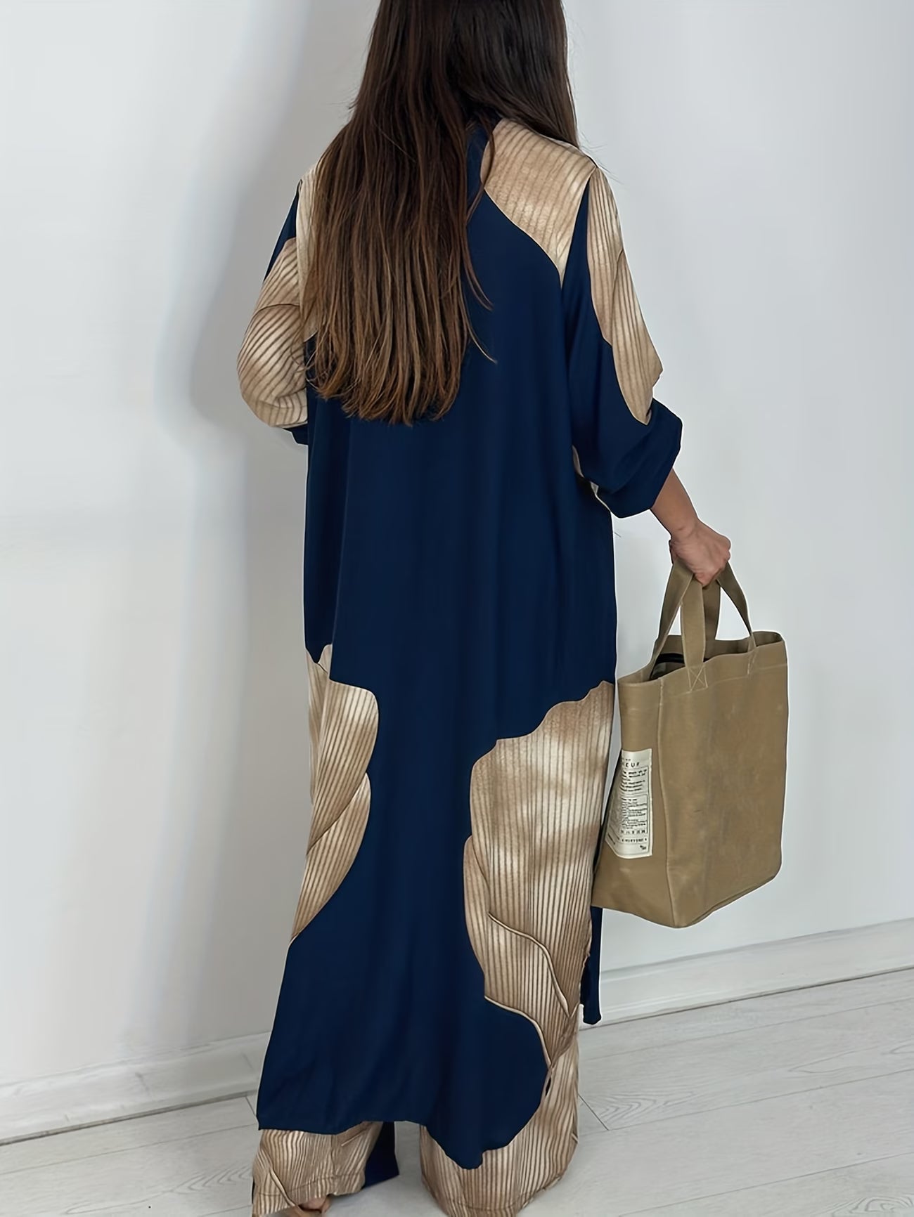 Women's Printed Long Shirt & Relaxed Pants Two-Piece Set