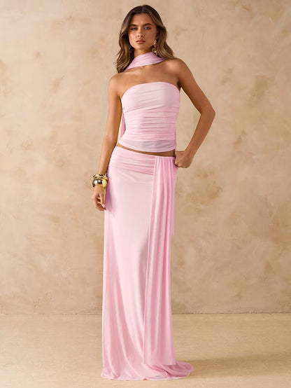 Elegant Draped Bodycon Co-Ord Set 💖