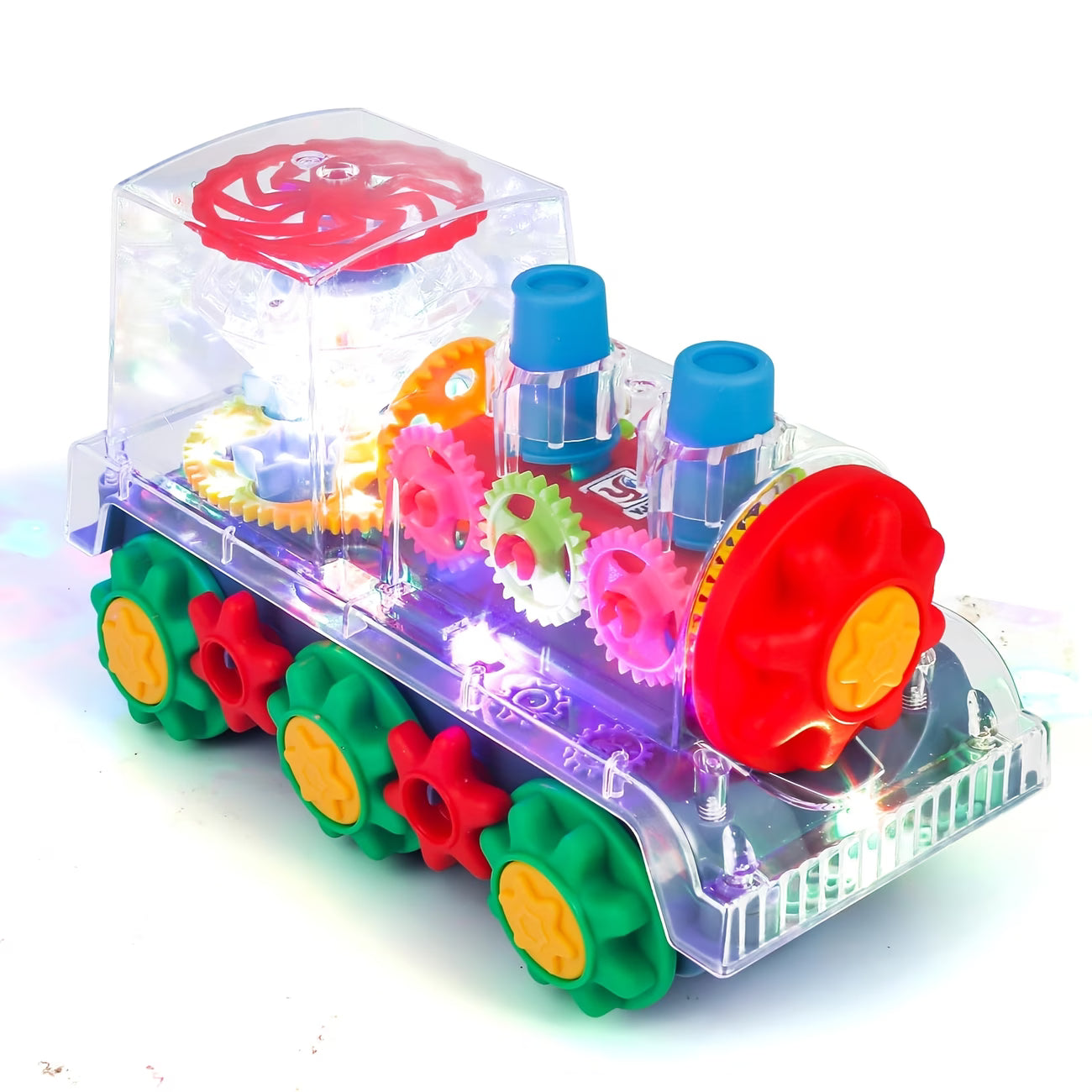 🚂 Electric Transparent Gear Train Toy with Lights & Music 4