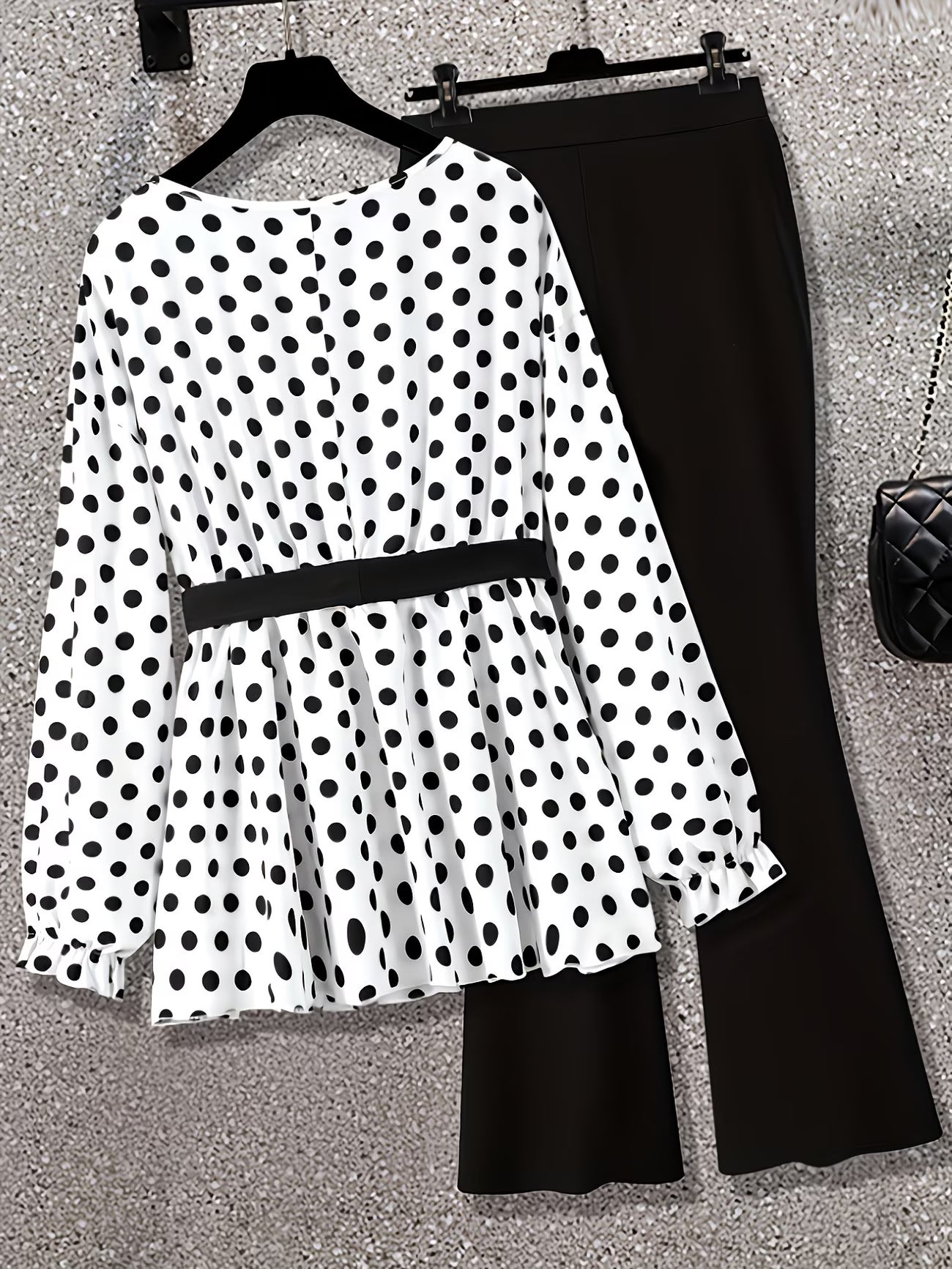 Women's Elegant Waist-Tied Top & Flared Pants Two-Piece Set