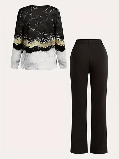 LuxePrint V-Neck Co-Ord Set